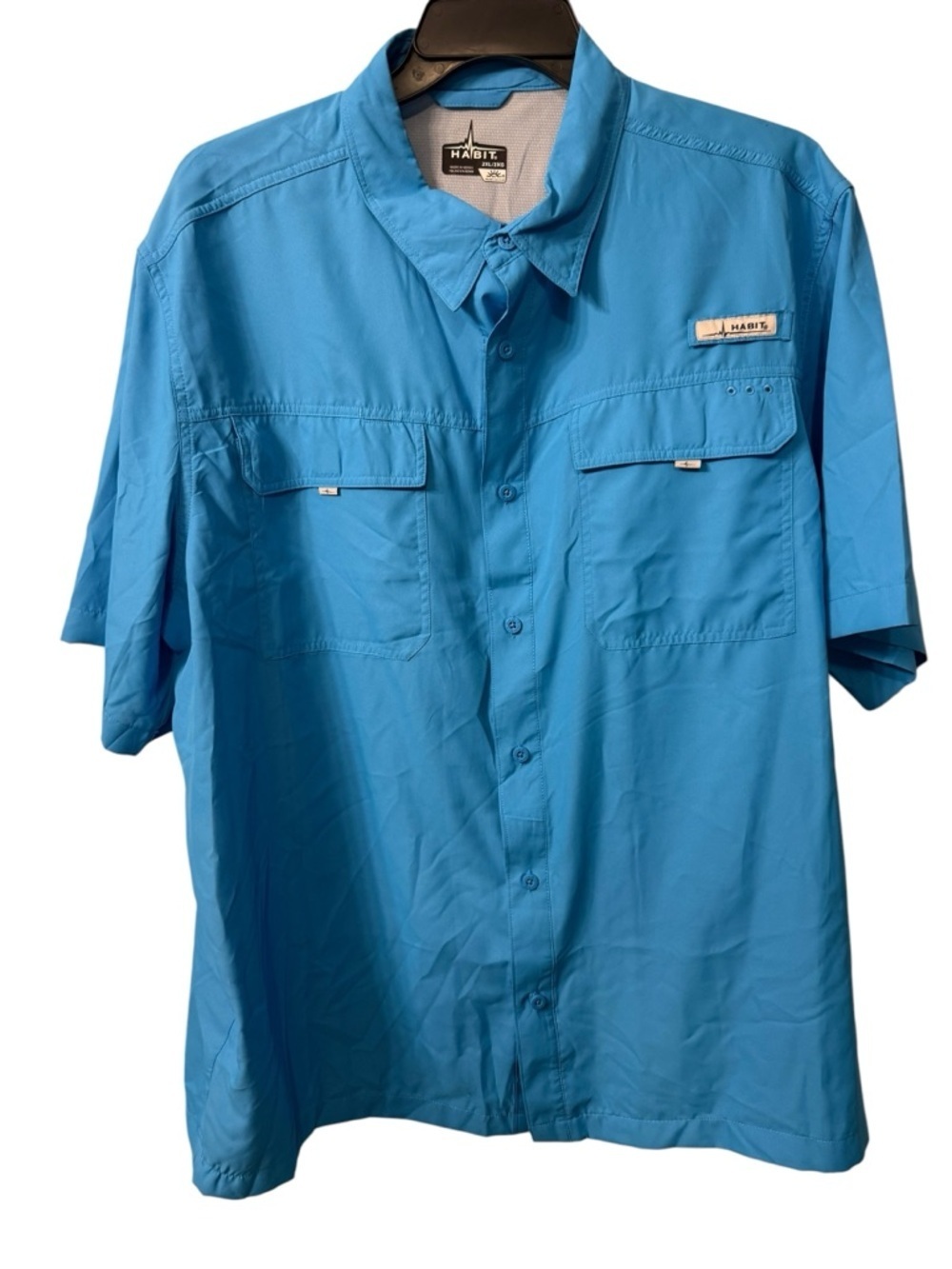 Mens Habit short sleeve vented fishing shirt in Malibu Blue Size 2XL. EUC